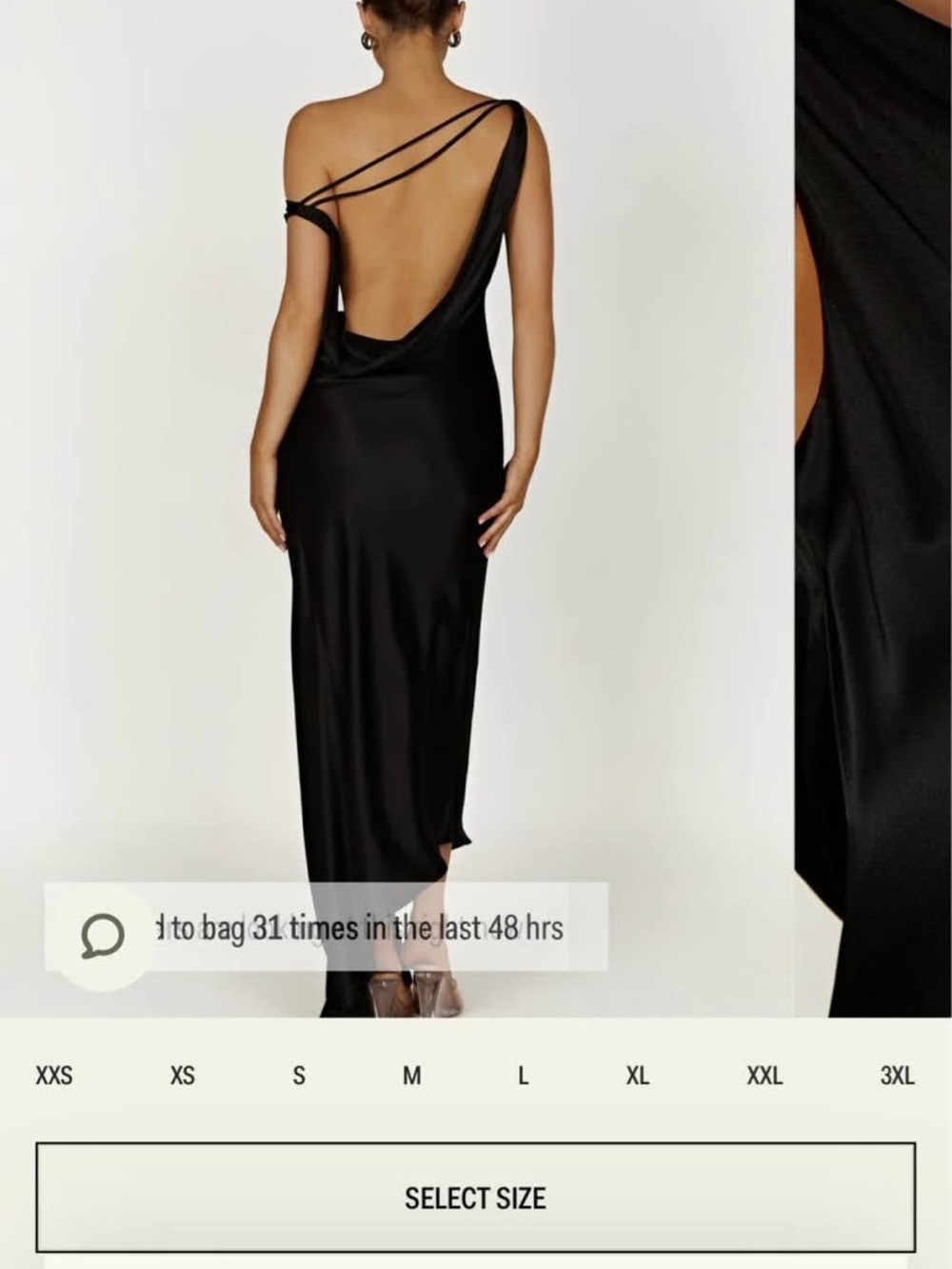MESHKI Navy Blue One-Shoulder Backless Satin Dress Yvette